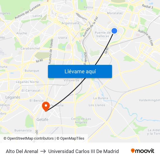 Alto Del Arenal to Universidad Carlos III De Madrid map