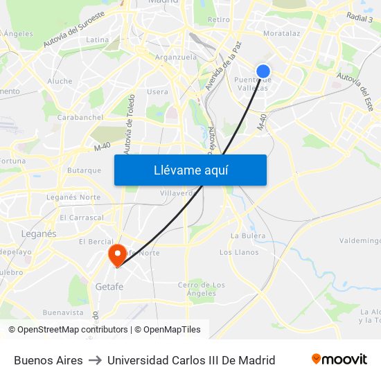 Buenos Aires to Universidad Carlos III De Madrid map