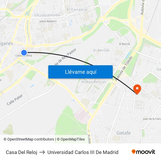 Casa Del Reloj to Universidad Carlos III De Madrid map