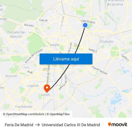 Feria De Madrid to Universidad Carlos III De Madrid map