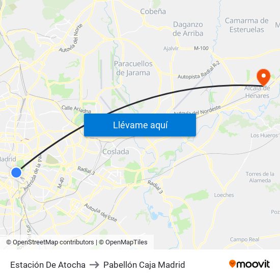 Estación De Atocha to Pabellón Caja Madrid map