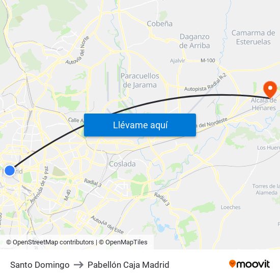 Santo Domingo to Pabellón Caja Madrid map