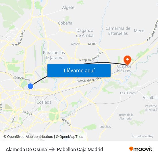Alameda De Osuna to Pabellón Caja Madrid map