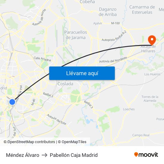 Méndez Álvaro to Pabellón Caja Madrid map