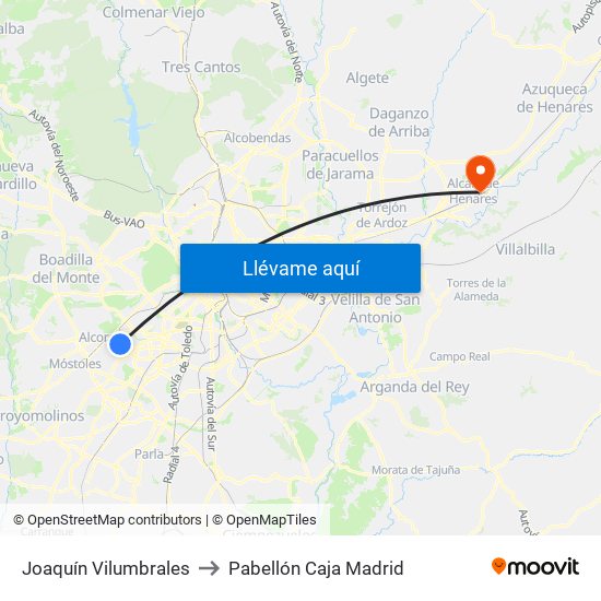 Joaquín Vilumbrales to Pabellón Caja Madrid map