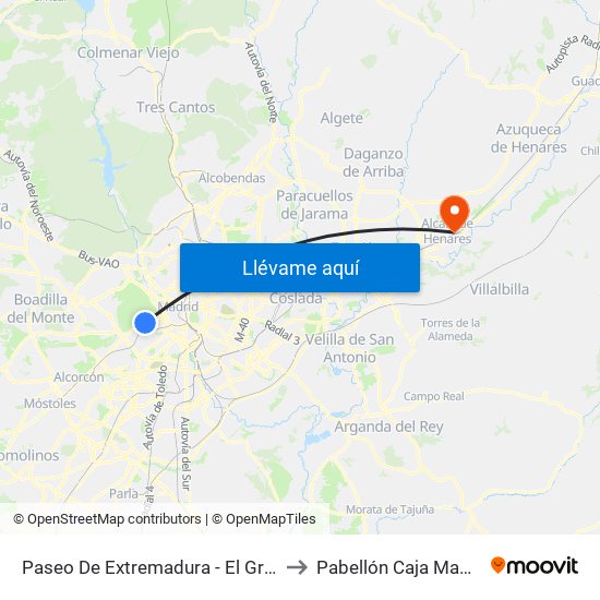 Paseo De Extremadura - El Greco to Pabellón Caja Madrid map