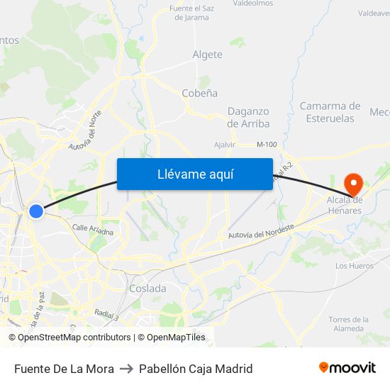 Fuente De La Mora to Pabellón Caja Madrid map