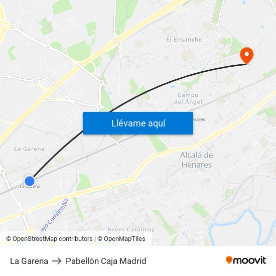 La Garena to Pabellón Caja Madrid map