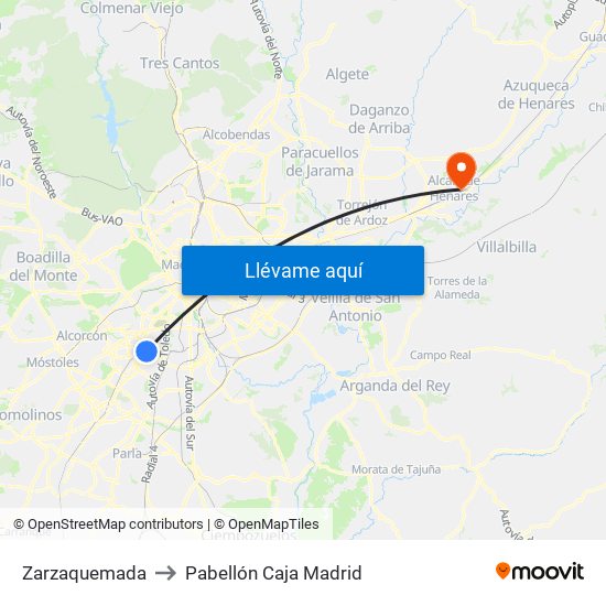 Zarzaquemada to Pabellón Caja Madrid map