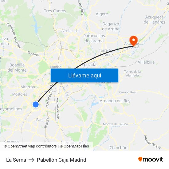 La Serna to Pabellón Caja Madrid map