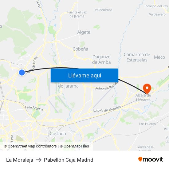 La Moraleja to Pabellón Caja Madrid map