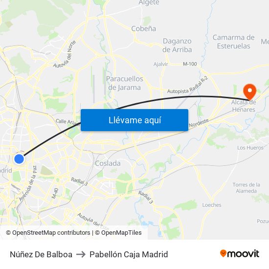 Núñez De Balboa to Pabellón Caja Madrid map