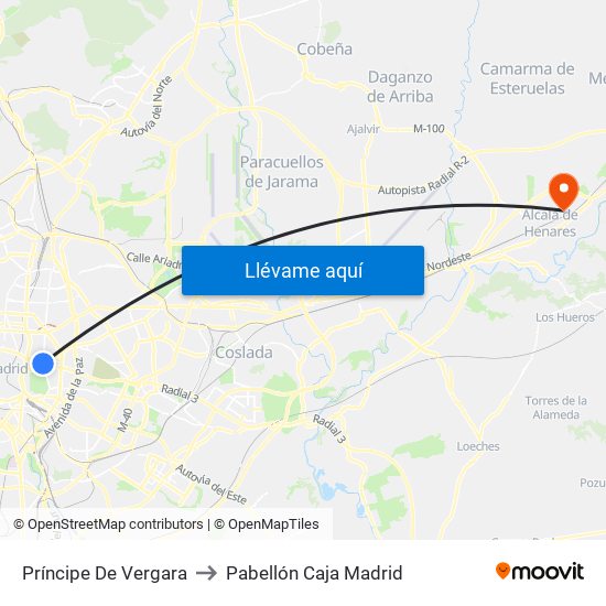 Príncipe De Vergara to Pabellón Caja Madrid map