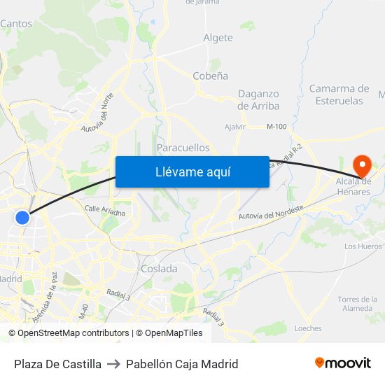 Plaza De Castilla to Pabellón Caja Madrid map