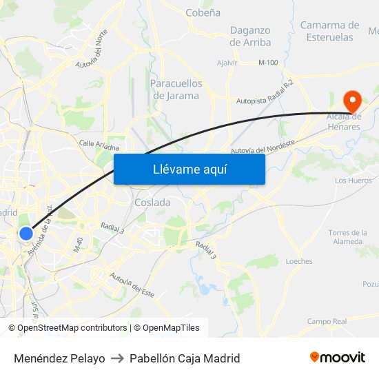 Menéndez Pelayo to Pabellón Caja Madrid map