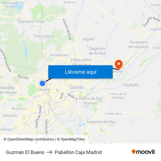 Guzmán El Bueno to Pabellón Caja Madrid map