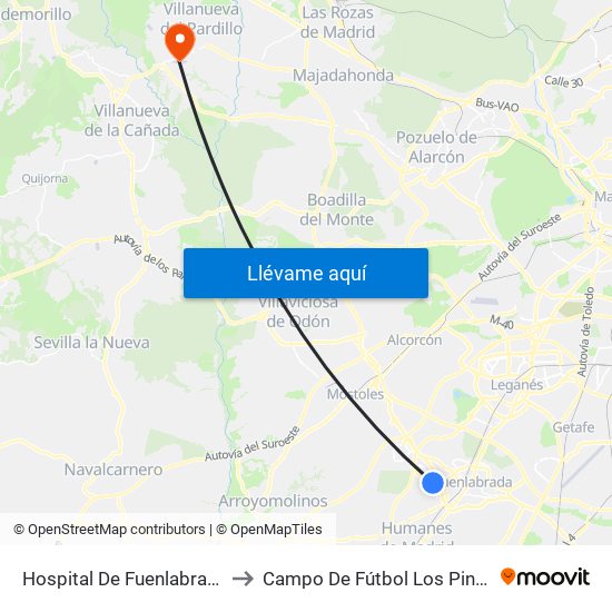 Hospital De Fuenlabrada to Campo De Fútbol Los Pinos map