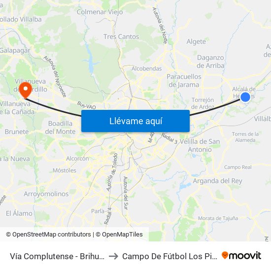 Vía Complutense - Brihuega to Campo De Fútbol Los Pinos map