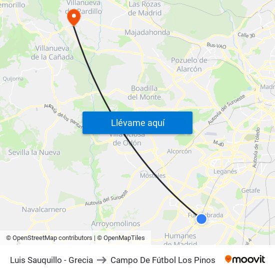 Luis Sauquillo - Grecia to Campo De Fútbol Los Pinos map