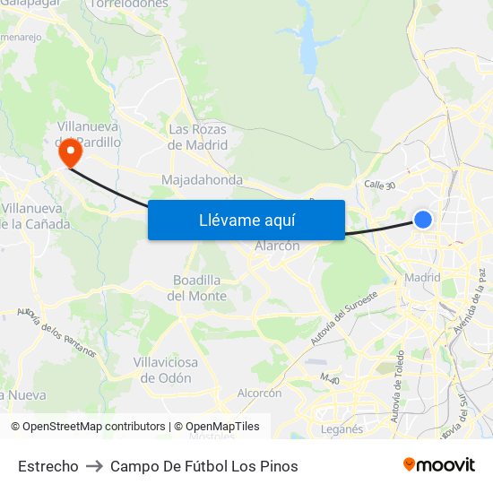 Estrecho to Campo De Fútbol Los Pinos map