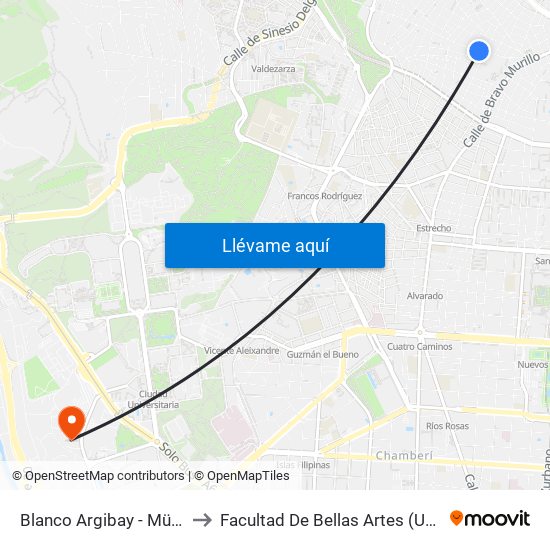 Blanco Argibay - Müller to Facultad De Bellas Artes (Ucm) map