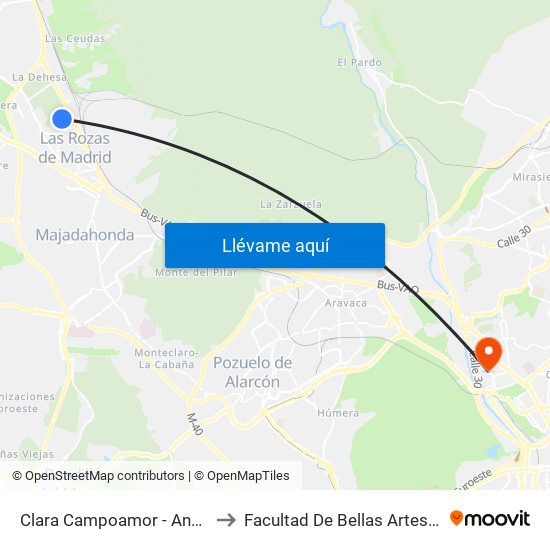 Clara Campoamor - Ana Tutor to Facultad De Bellas Artes (Ucm) map