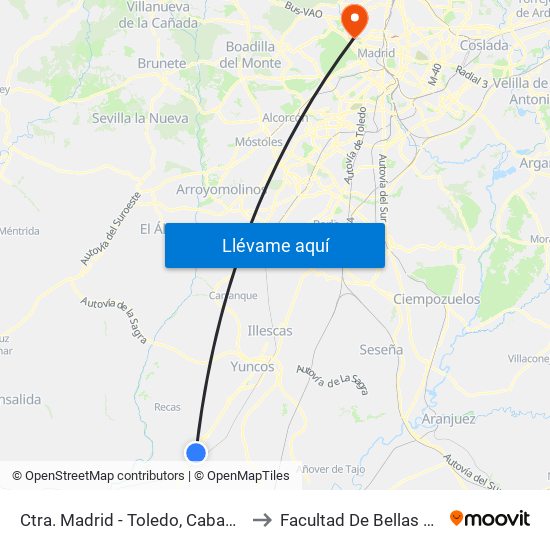Ctra. Madrid - Toledo, Cabañas De La Sagra to Facultad De Bellas Artes (Ucm) map