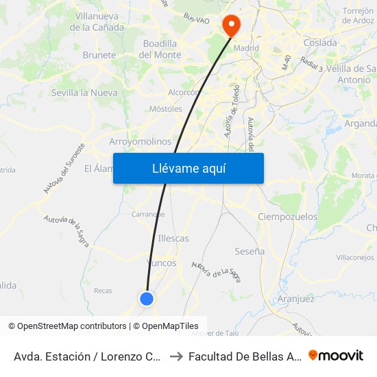 Avda. Estación / Lorenzo Carrillo, Yuncler to Facultad De Bellas Artes (Ucm) map