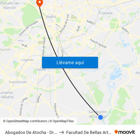 Abogados De Atocha - Dr. Marañón to Facultad De Bellas Artes (Ucm) map