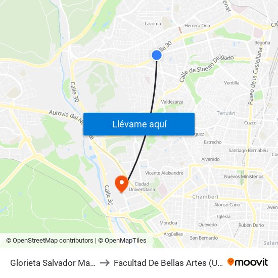 Glorieta Salvador Maella to Facultad De Bellas Artes (Ucm) map
