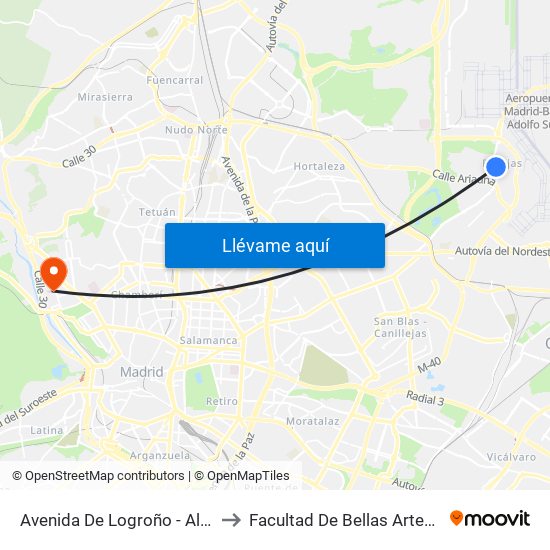 Avenida De Logroño - Algemesí to Facultad De Bellas Artes (Ucm) map