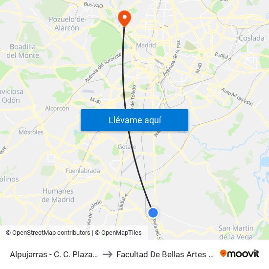 Alpujarras - C. C. Plaza Éboli to Facultad De Bellas Artes (Ucm) map