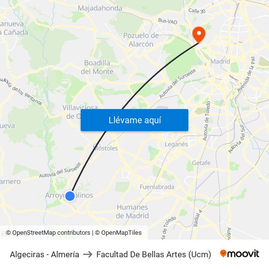 Algeciras - Almería to Facultad De Bellas Artes (Ucm) map