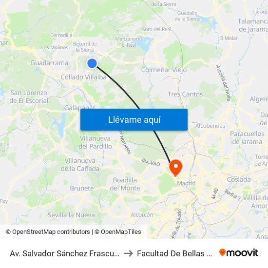 Av. Salvador Sánchez Frascuelo - Est. Buses to Facultad De Bellas Artes (Ucm) map