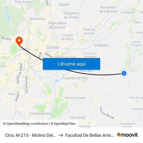 Ctra. M-215 - Molino Del Puente to Facultad De Bellas Artes (Ucm) map