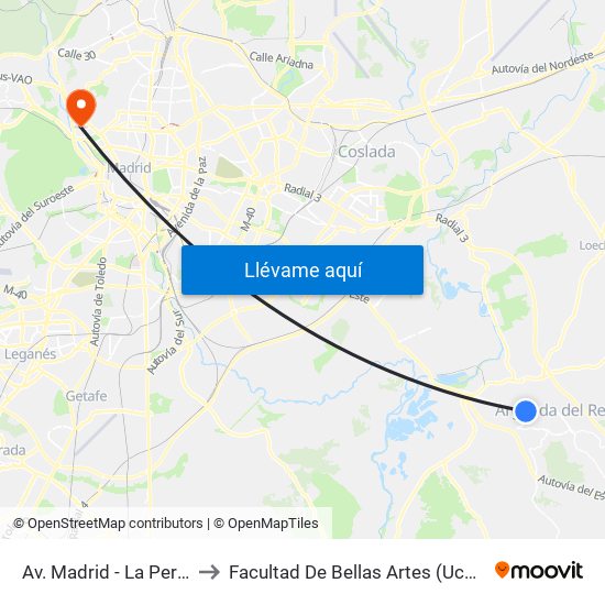 Av. Madrid - La Perla to Facultad De Bellas Artes (Ucm) map