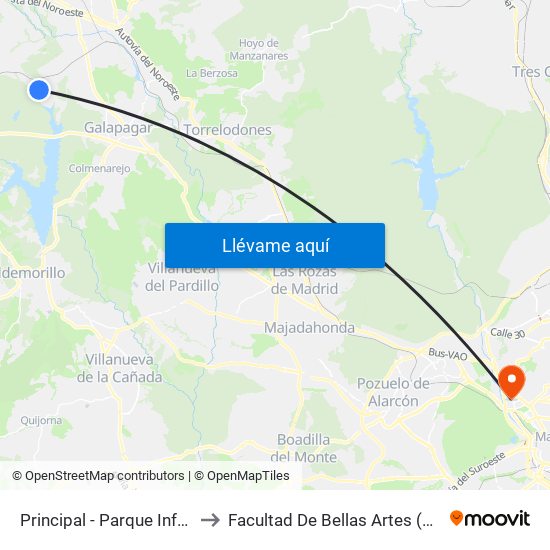 Principal - Parque Infantil to Facultad De Bellas Artes (Ucm) map