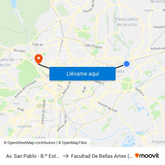 Av. San Pablo - B.º Estación to Facultad De Bellas Artes (Ucm) map