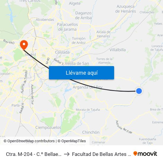 Ctra. M-204 - C.º Bellaescusa to Facultad De Bellas Artes (Ucm) map