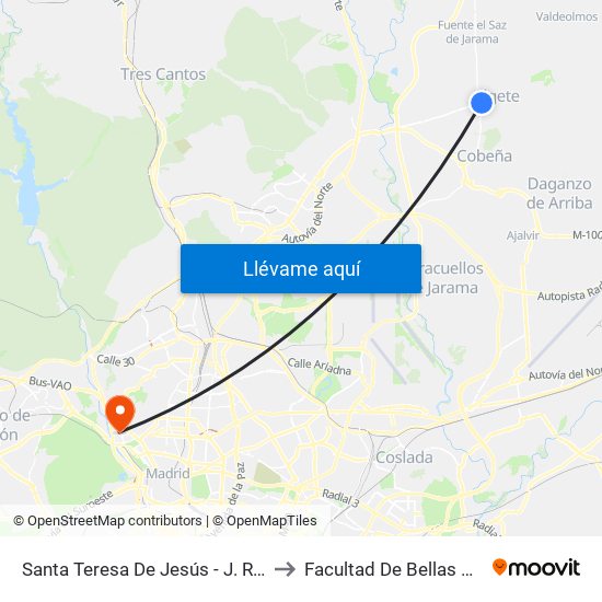 Santa Teresa De Jesús - J. Ramón Jiménez to Facultad De Bellas Artes (Ucm) map