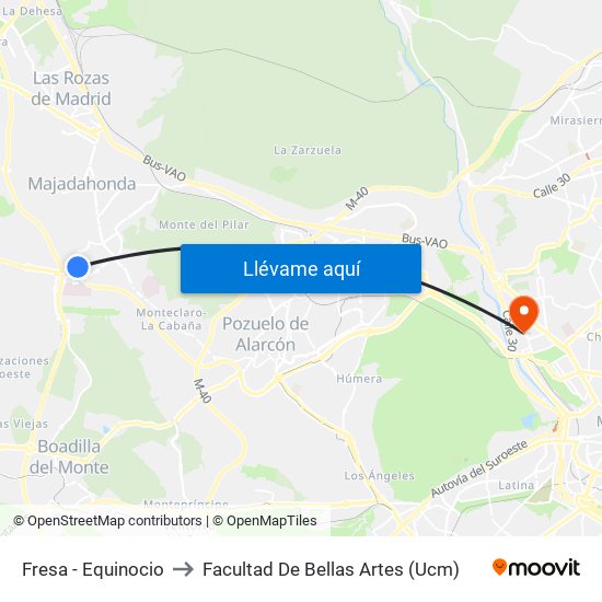 Fresa - Equinocio to Facultad De Bellas Artes (Ucm) map