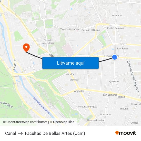 Canal to Facultad De Bellas Artes (Ucm) map