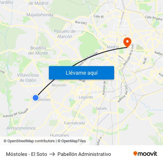 Móstoles - El Soto to Pabellón Administrativo map