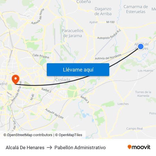 Alcalá De Henares to Pabellón Administrativo map