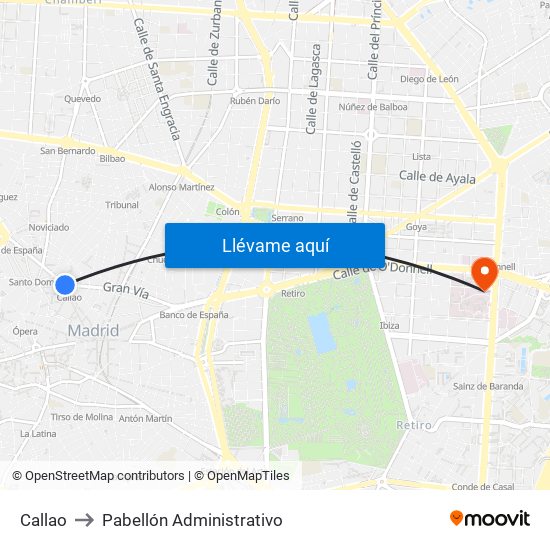 Callao to Pabellón Administrativo map