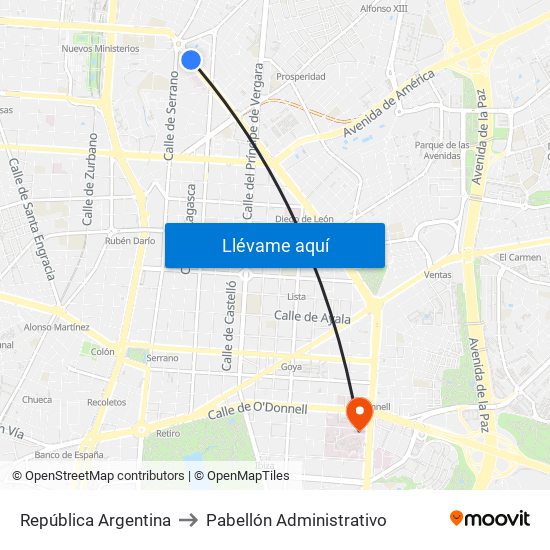 República Argentina to Pabellón Administrativo map