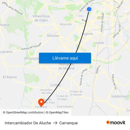 Intercambiador De Aluche to Carranque map