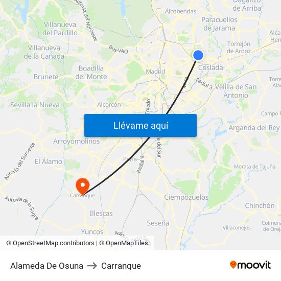 Alameda De Osuna to Carranque map