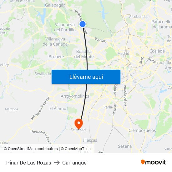 Pinar De Las Rozas to Carranque map