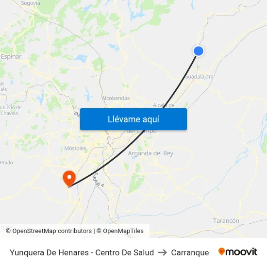 Yunquera De Henares - Avda. Islas Filipinas (Centro De Salud) to Carranque map